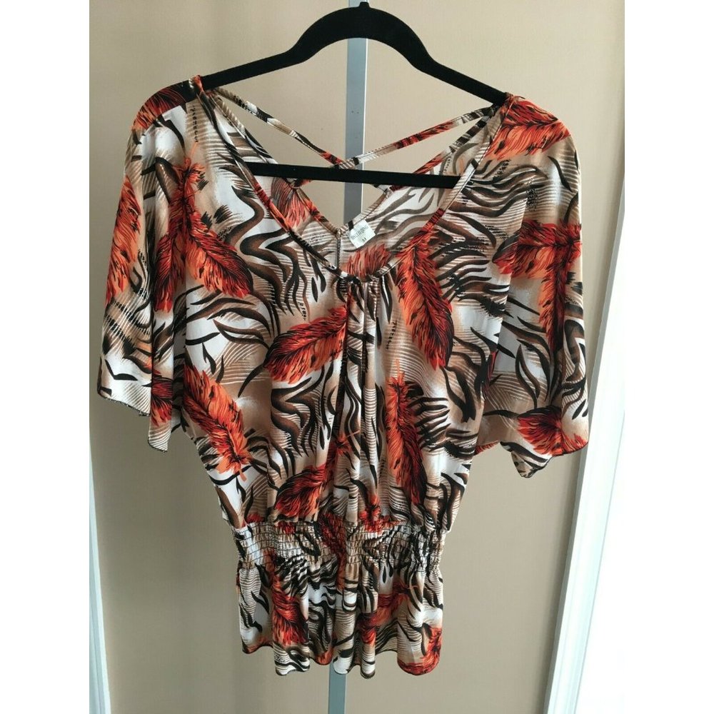 Shui Si Qing Womens Shirt Medium Blouse Top V-Neck Spring Summer Work Career M - Picture 4 of 8